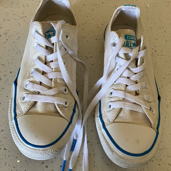 Converse All⭐️Stars - White with Turquoise Trim - mens Size 7 - Ladies Size 9